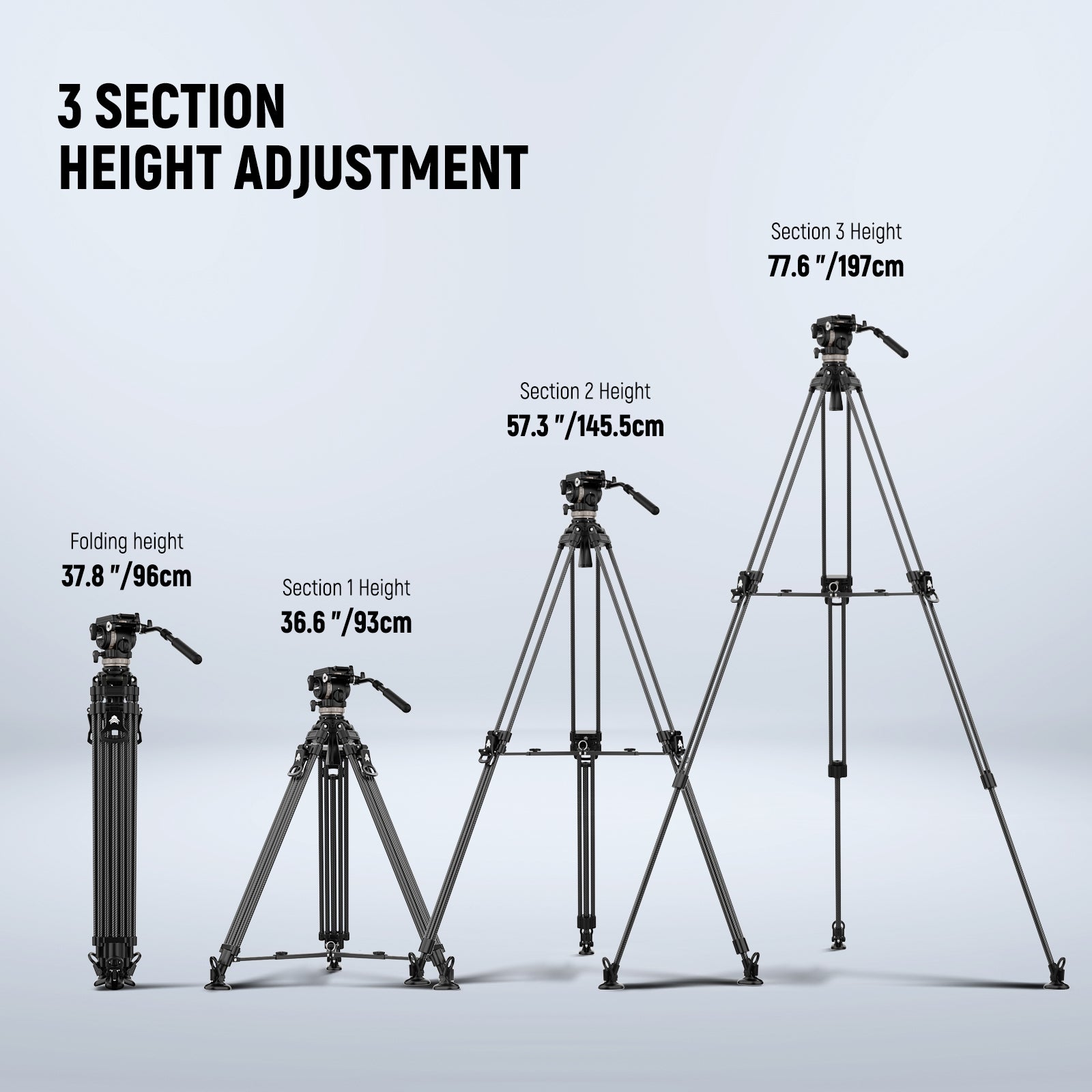 NEEWER LL55 heavy duty DSLR camera tripod stand features 3 section telescopic legs