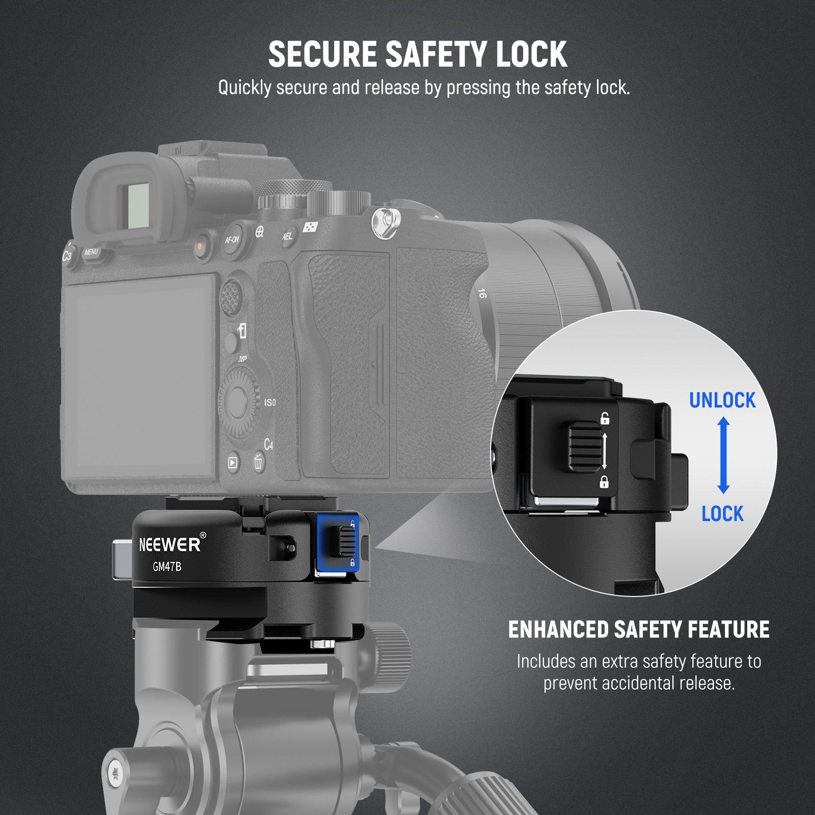 NEEWER GM47B Anti Twist Camera Quick Release Plate features Secure Locking System