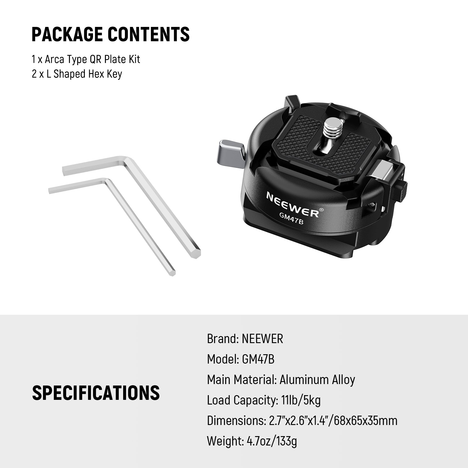Package Contents of the NEEWER GM47B Camera Quick Release Plate Kit