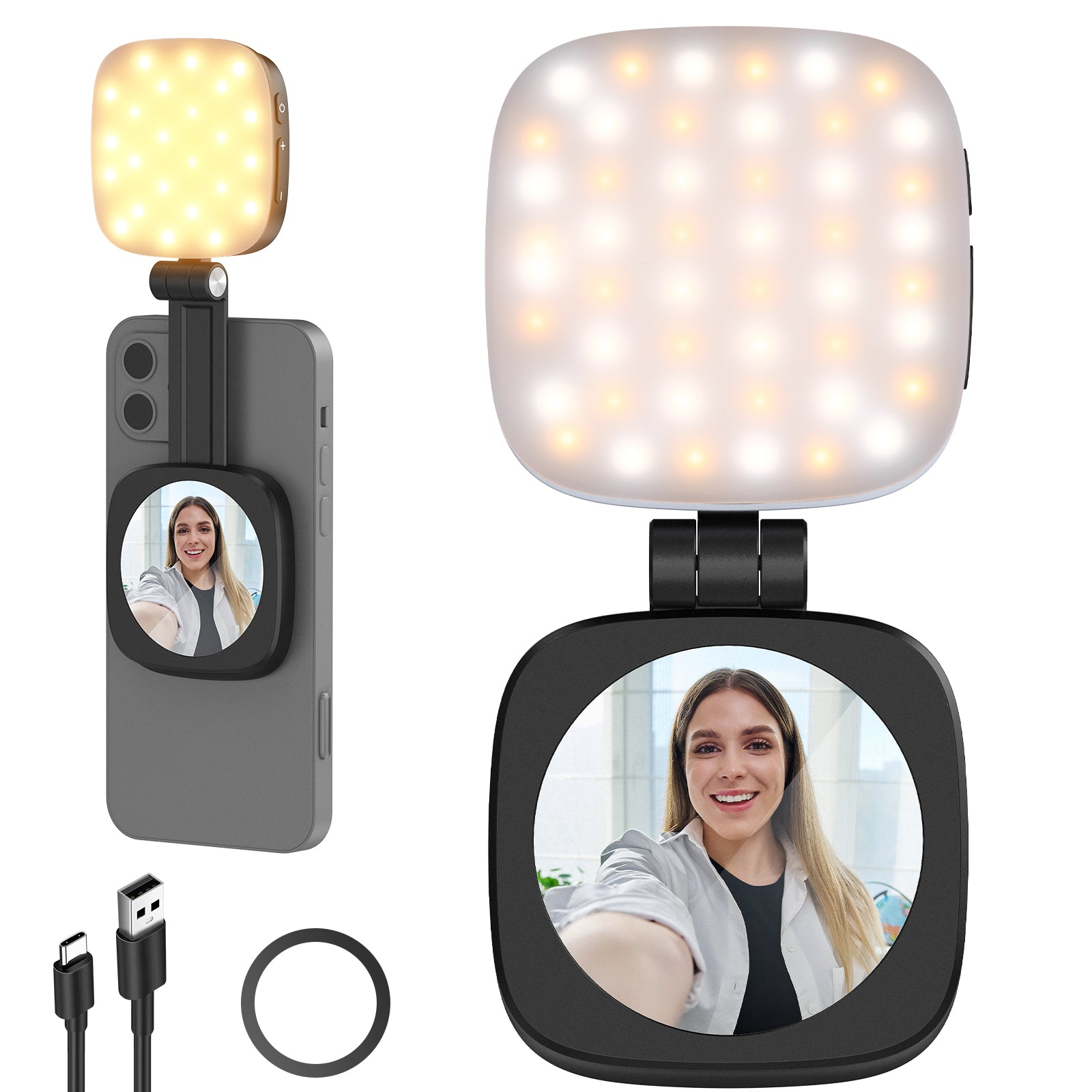 NEEWER NL48B Magnetic Selfie Light with Mirror