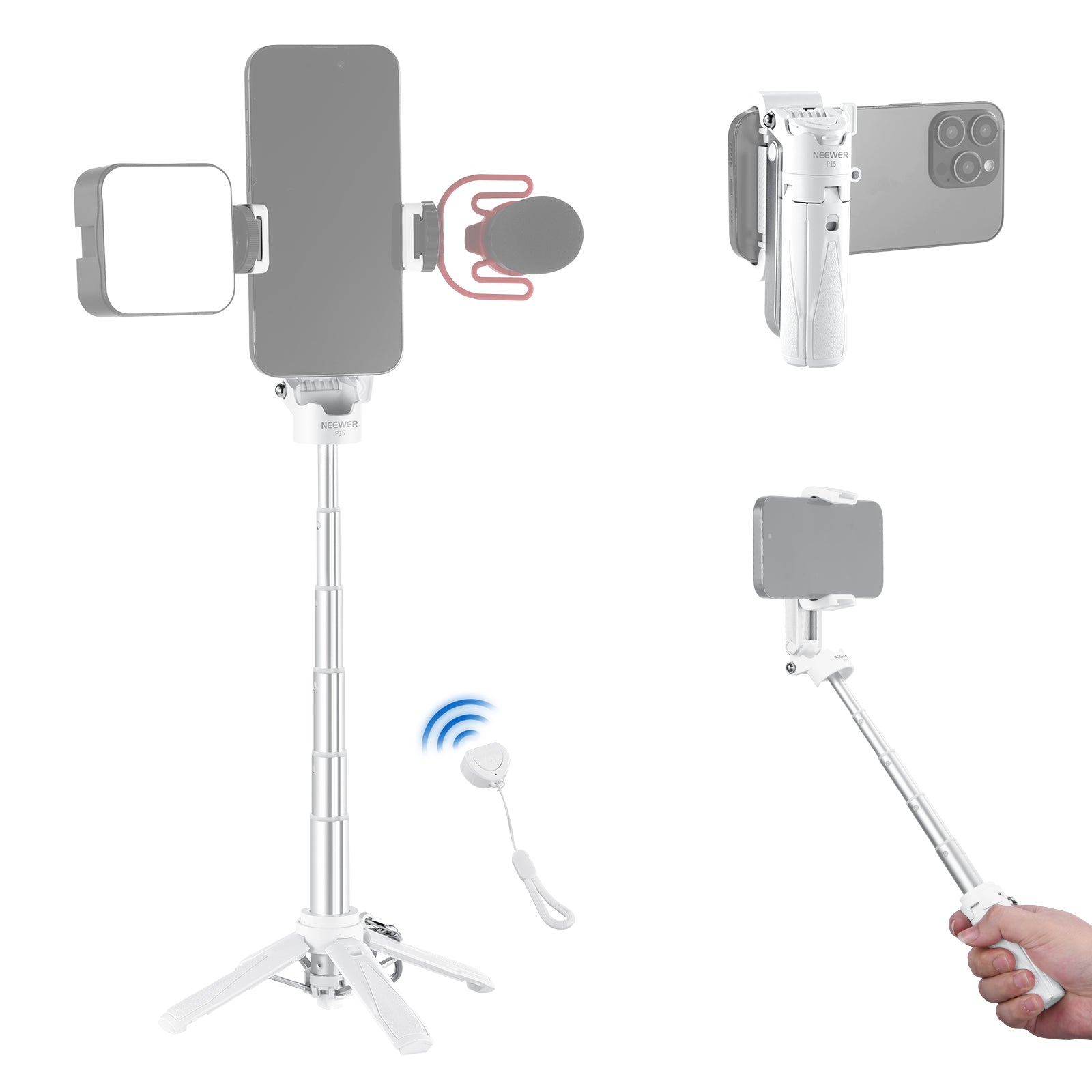 NEEWER P15 3-in-1 Handheld Selfie Stick Tripod