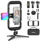 NEEWER PA049 Vlogger Kit with RGB Light/Wireless Mic/Mini Tripod/Phone Cage