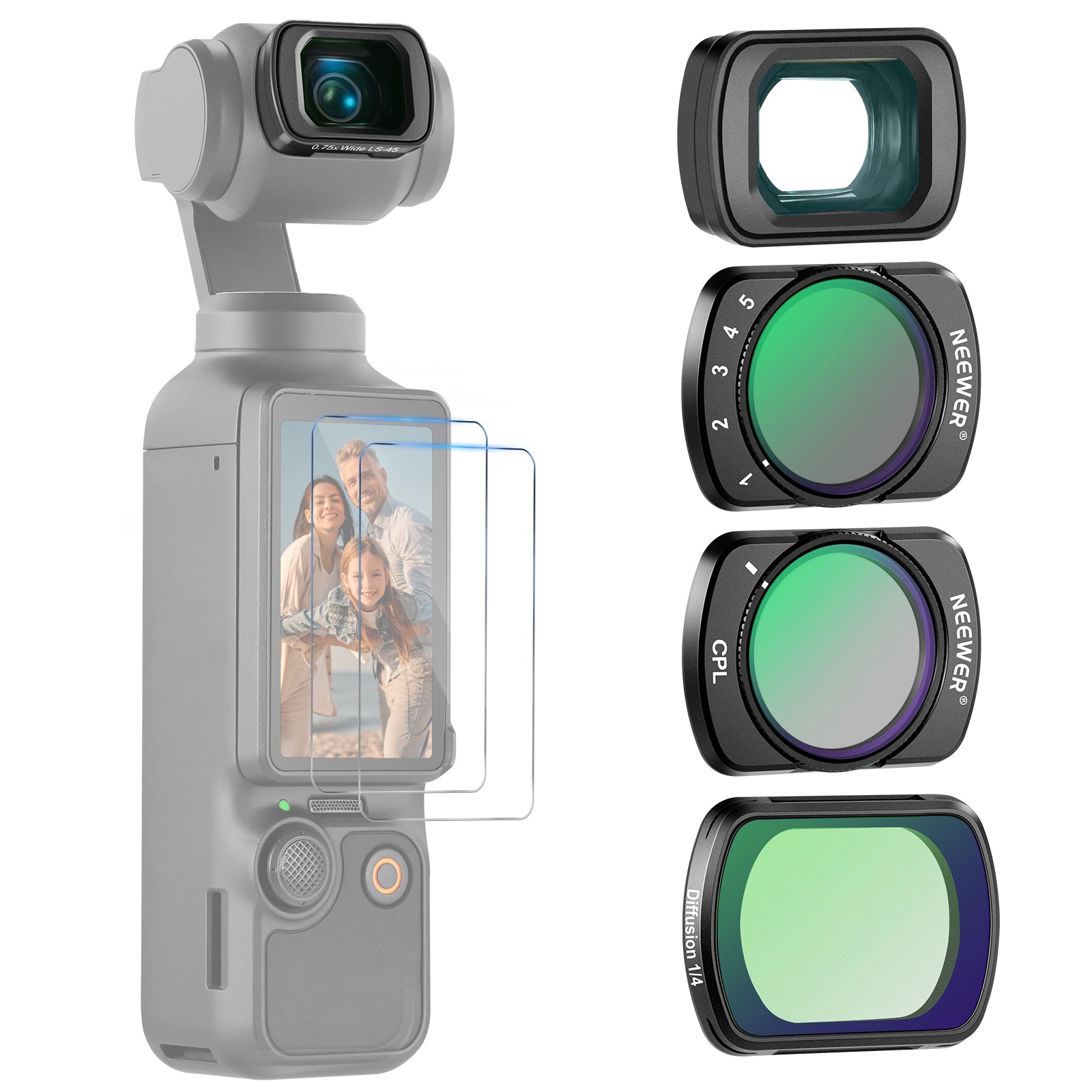 NEEWER FL-B09 Filter Set with 0.75X Wide Angle Lens