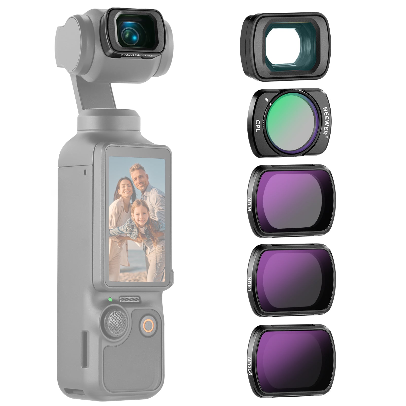 NEEWER FL-B08 ND Filter Set with 0.75X Wide Angle Lens