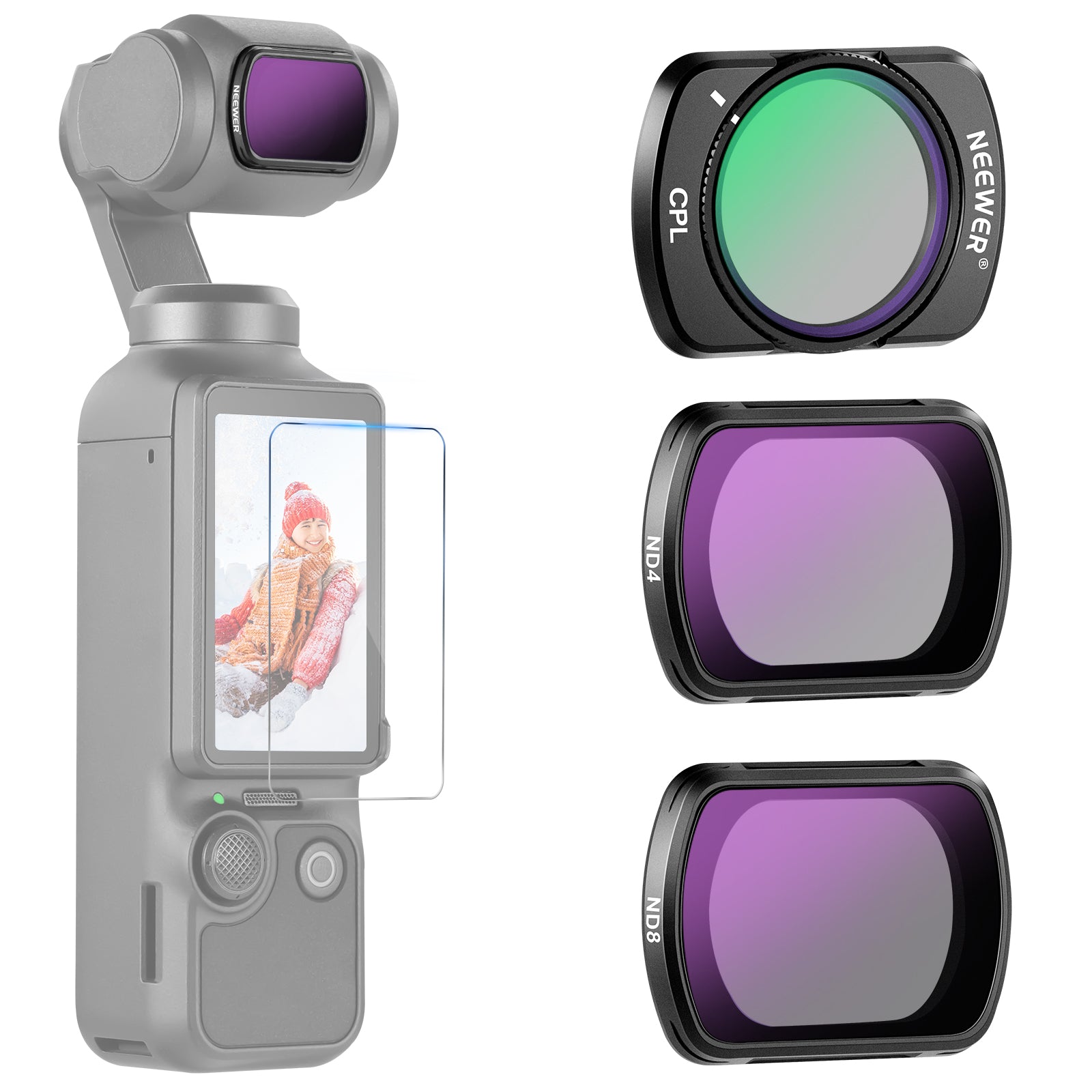 NEEWER FL-B03 ND (ND4 ND8) & CPL Filter Kit For DJI Pocket 3