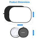 Product dimensions of the NEEWER 2-in-1 Black&White Backdrop