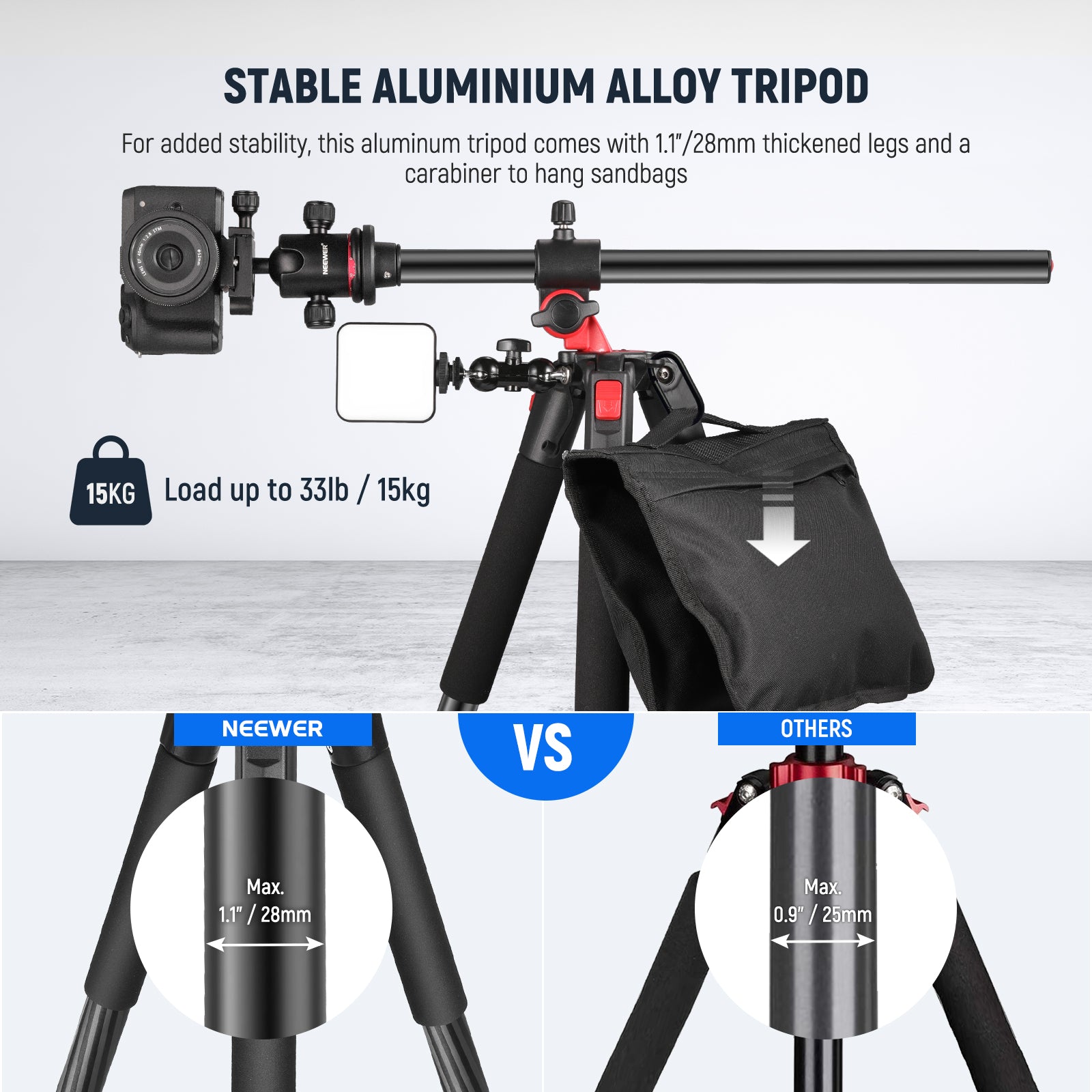 NEEWER N284L+G0 Camera Tripod Monopod is made of aluminium alloy.