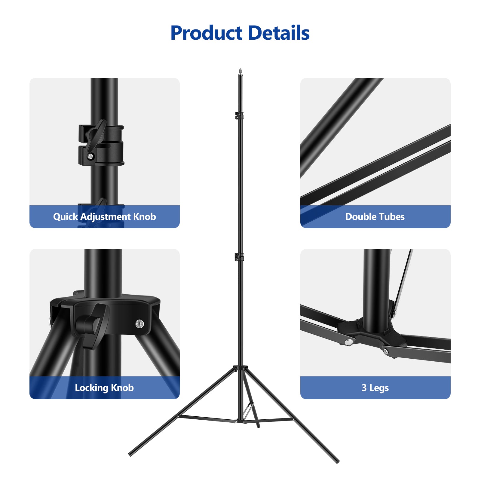Product details of the NEEWER 2.6m T-Shape Background Support Stand Kit