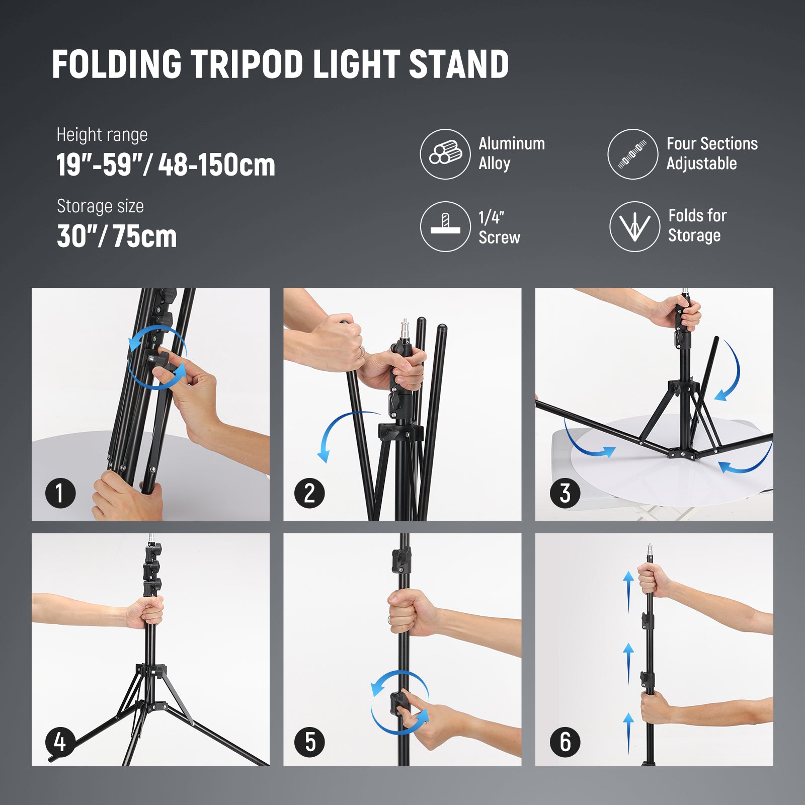 NEEWER RL-18 18 Inch LED Ring Light Kit includes a foldable light stand.