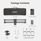 Package contents of the NEEWER ER1-80 Motorized Videography Slider