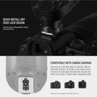 NEEWER QPRO-C TTL Wireless Trigger for Canon features quick install hot shoe lock design.