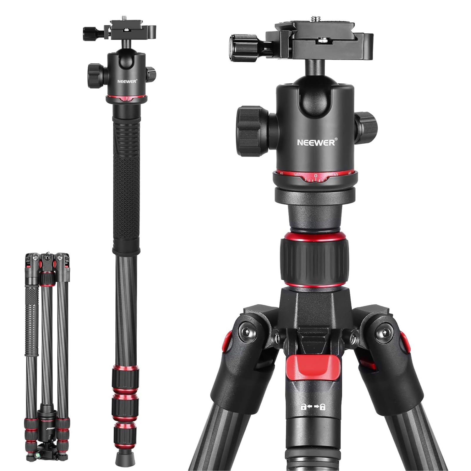 NEEWER N55C Carbon Fiber Camera Tripod