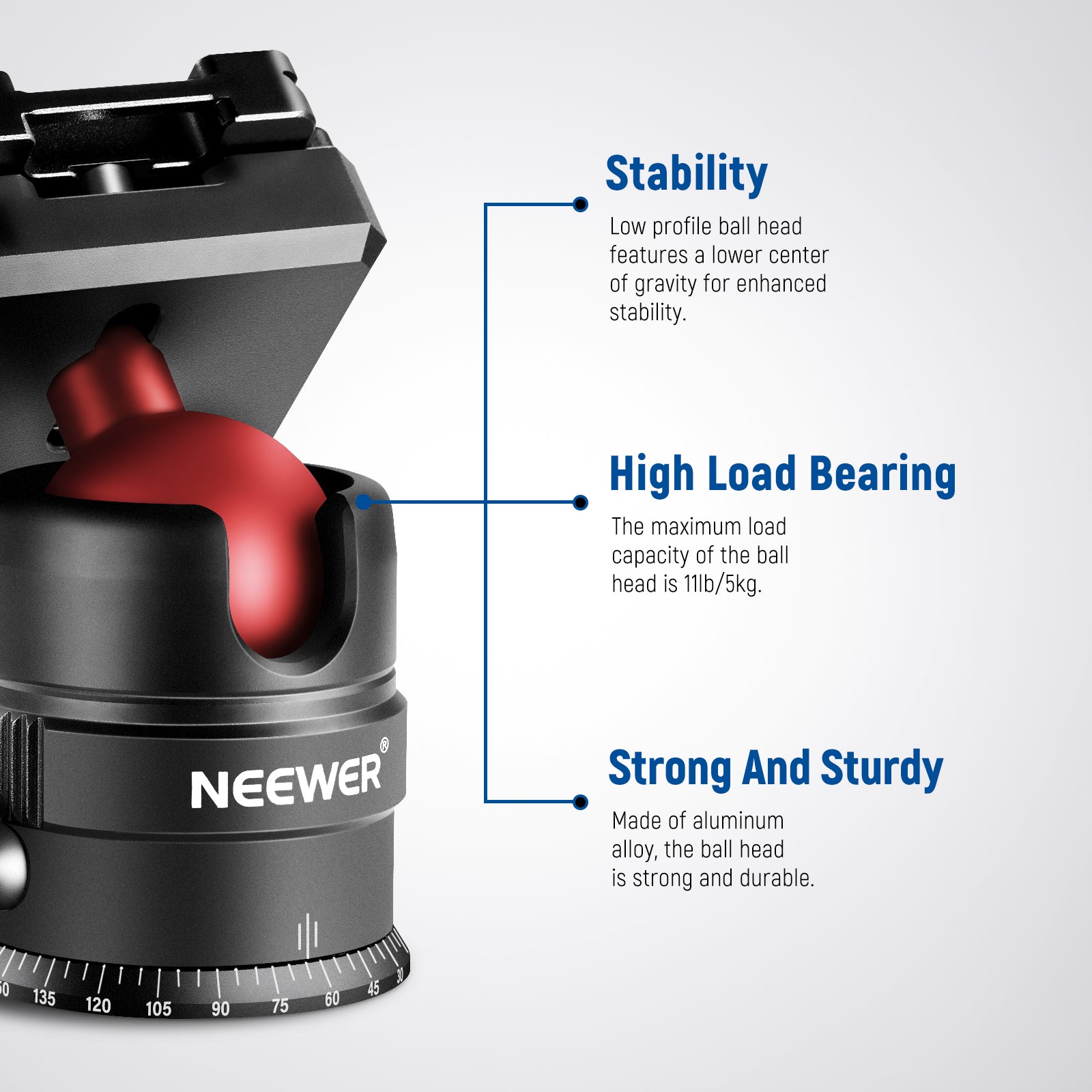 NEEWER GM28 Panoramic Ball Head offers better stability