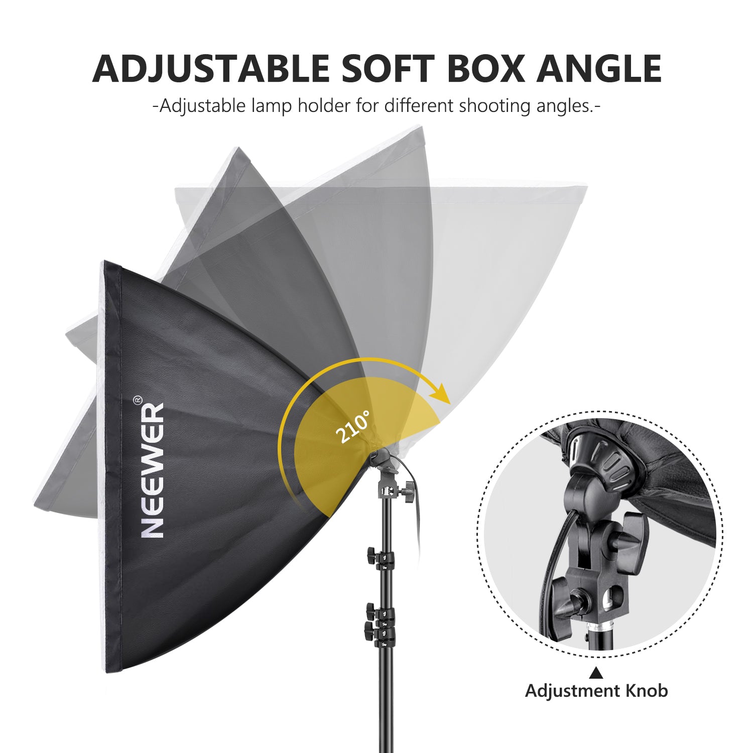 Adjustable lamp holder for different shooting angles.