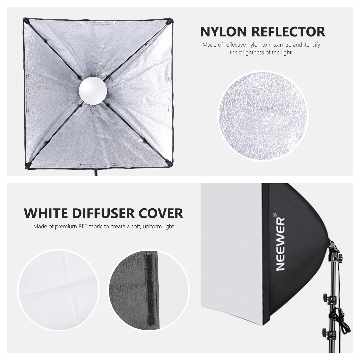 Made of reflective nylon to maximize and intensify the brightness of the light