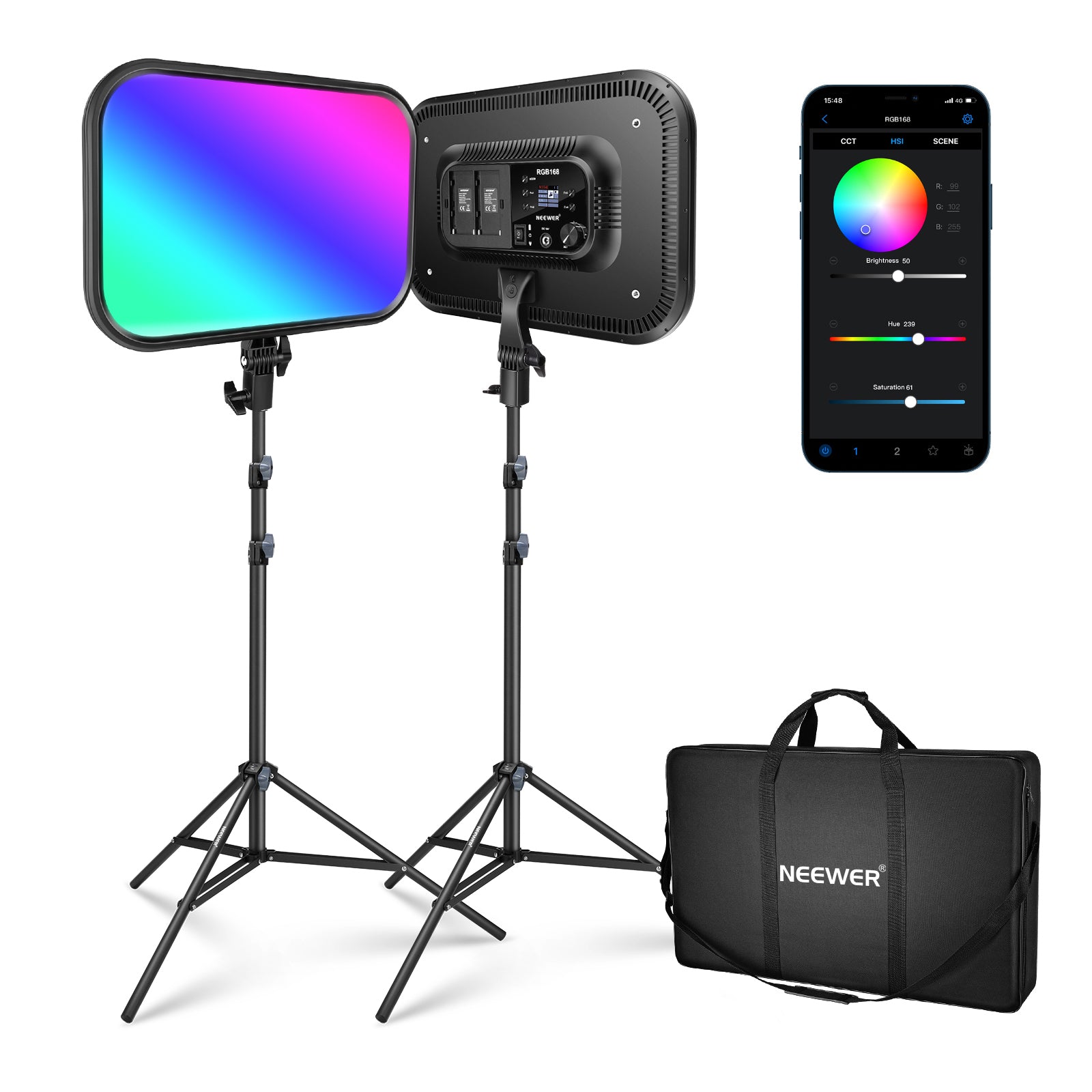 NEEWER 2 Pack RGB168 18.3 Inch LED Panel Light