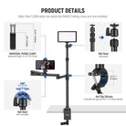 Product details of the NEEWER TL253A+MH022 Upgraded Tabletop Camera Mount Stand