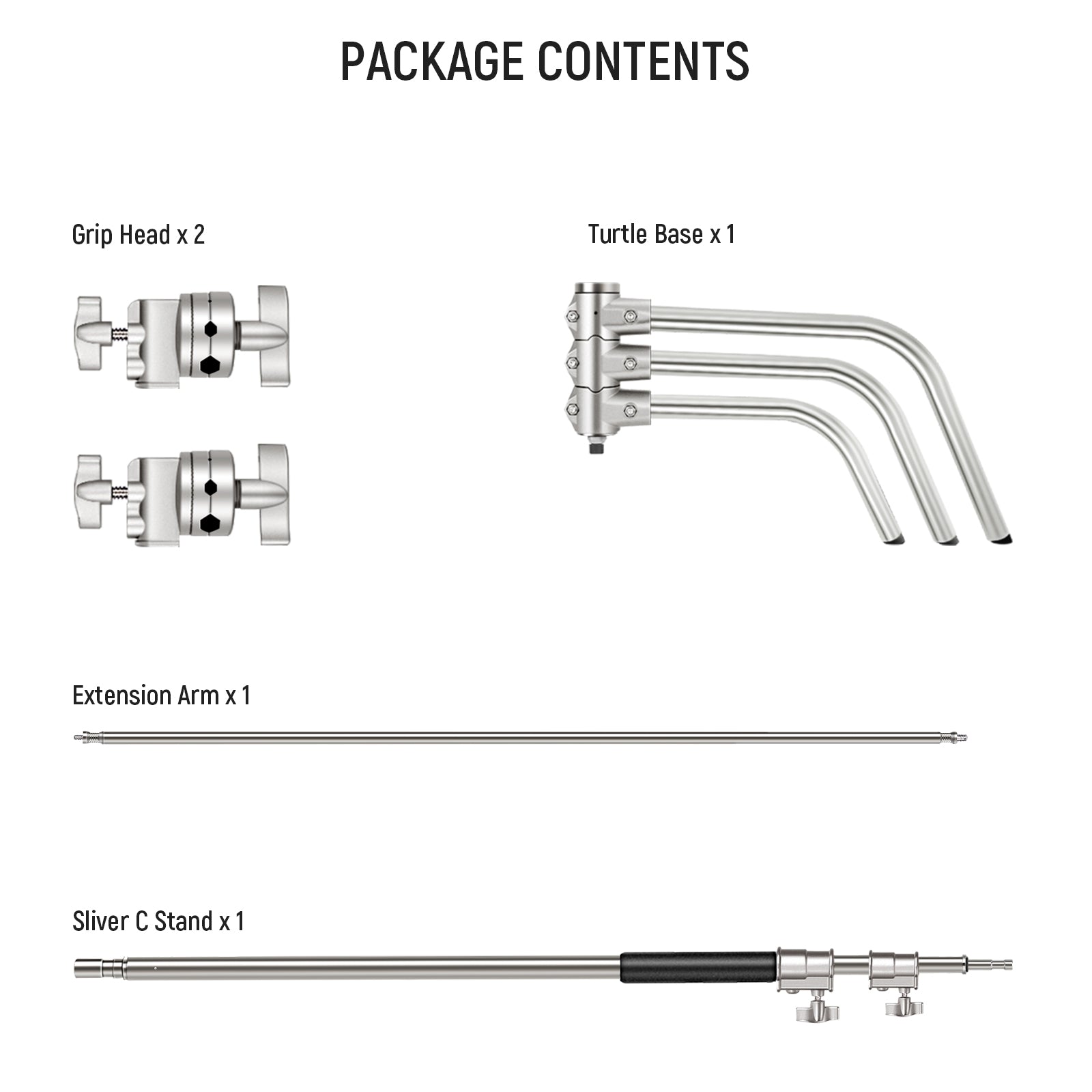 Package Contents of the NEEWER Pro Stainless Steel C Stand