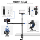 Product details of the NEEWER TL253A+DS001 Tabletop Overhead Camera Mount Stand