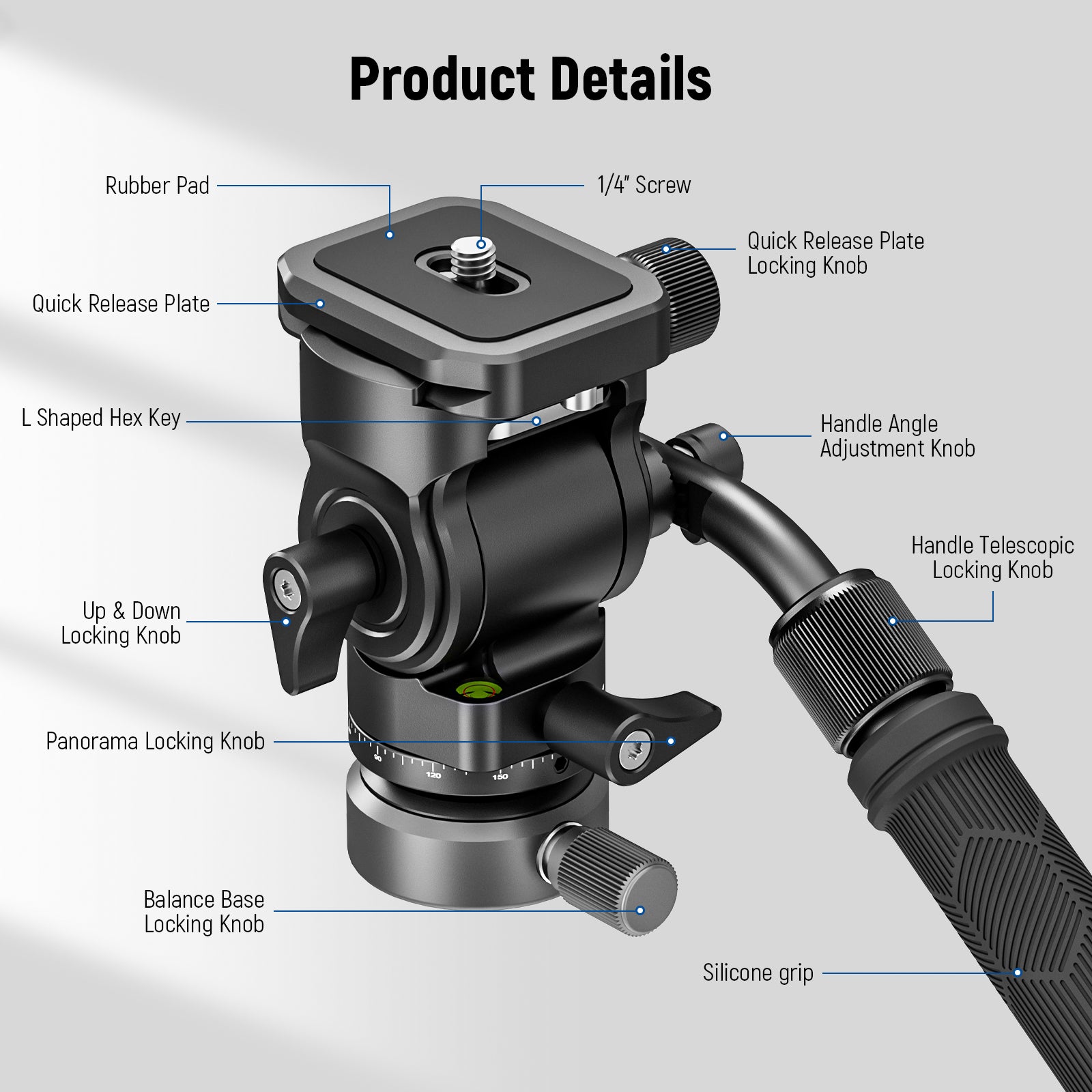Product detail of the NEEWER GM27 Tripod Fluid Head