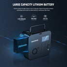 NEEWER Q4 400Ws strobe light features 21.6V/2800mAh Lithium Battery