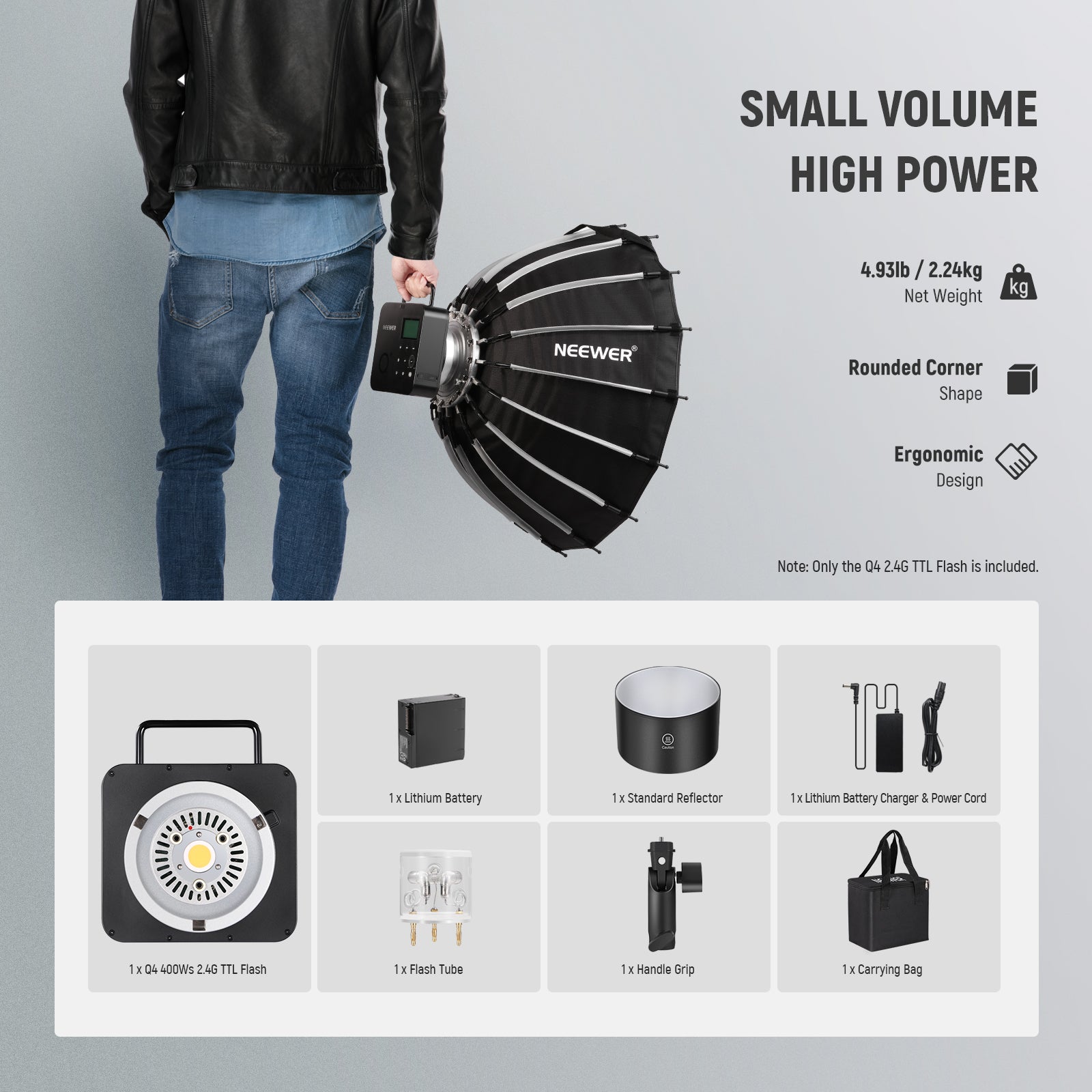 Package Contents of the NEEWER Q4 400Ws Studio Flash