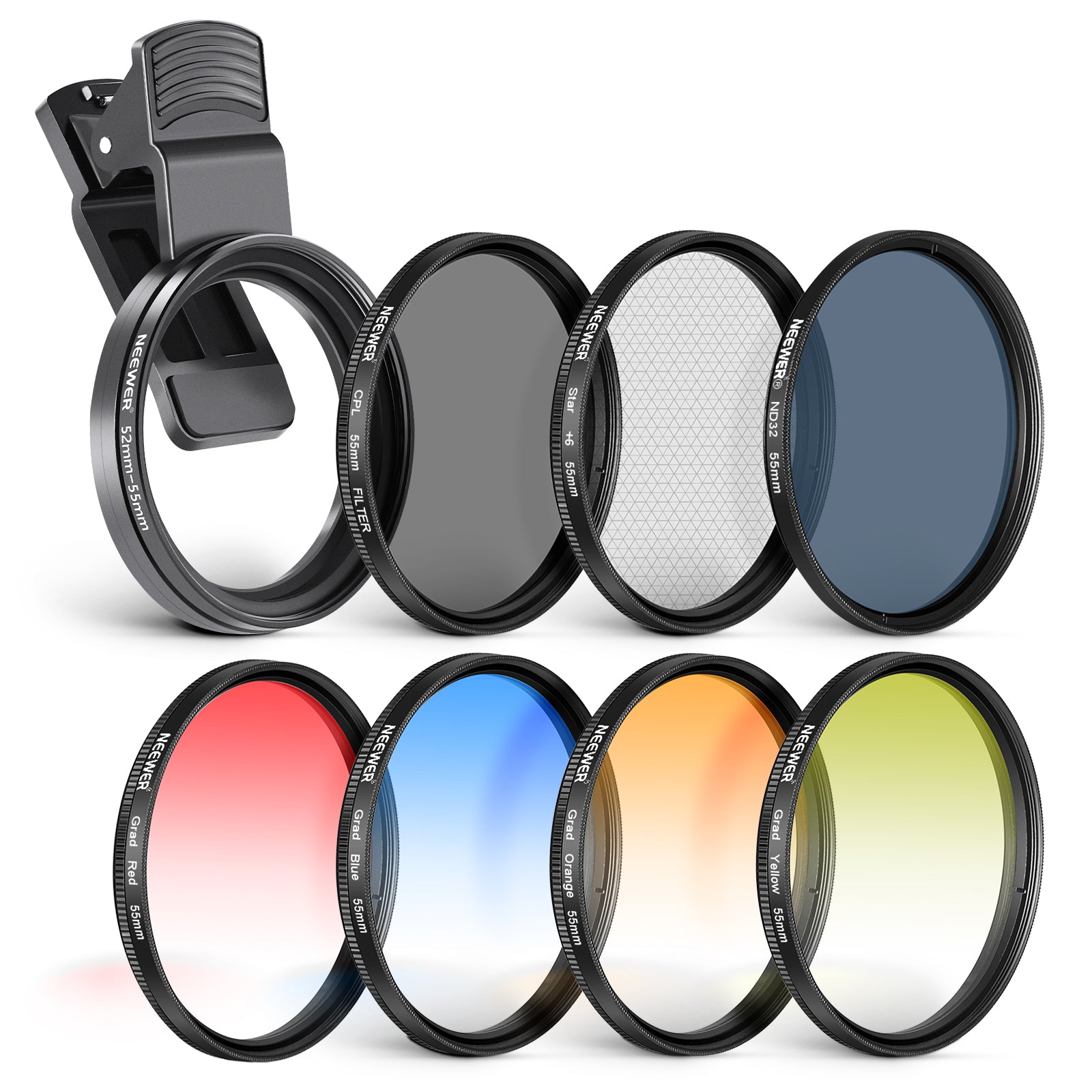 NEEWER 55mm Lens Filters Kit for Phone & Camera