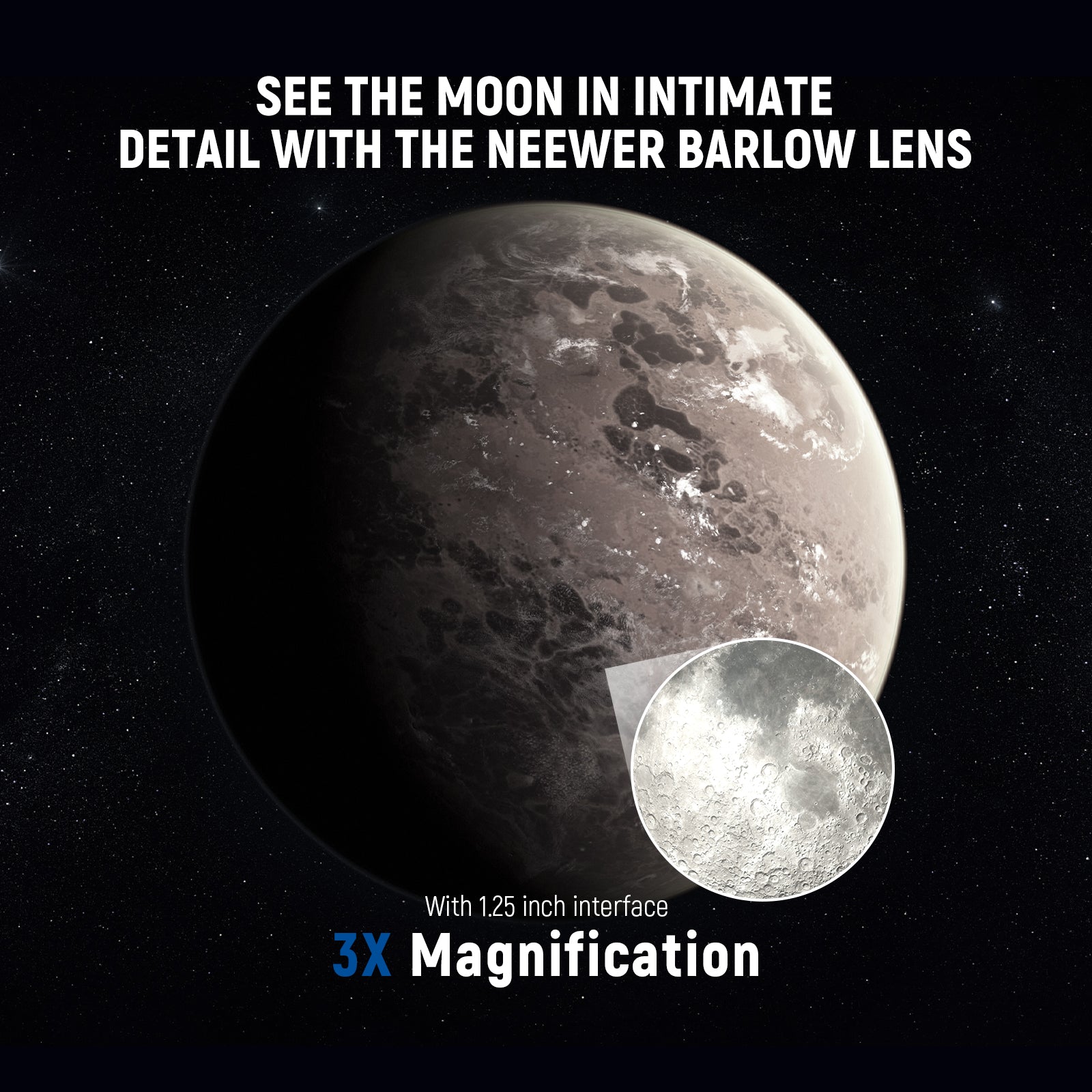 The Barlow lens helps boost magnification for 1.25" eyepieces by 3 times
