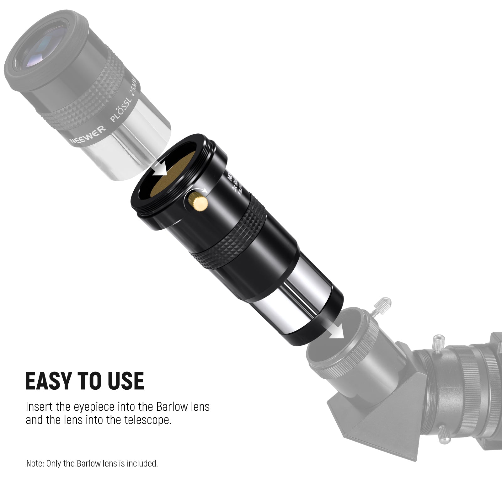 NEEWER LS-T11 3X Barlow Len is easy to use.