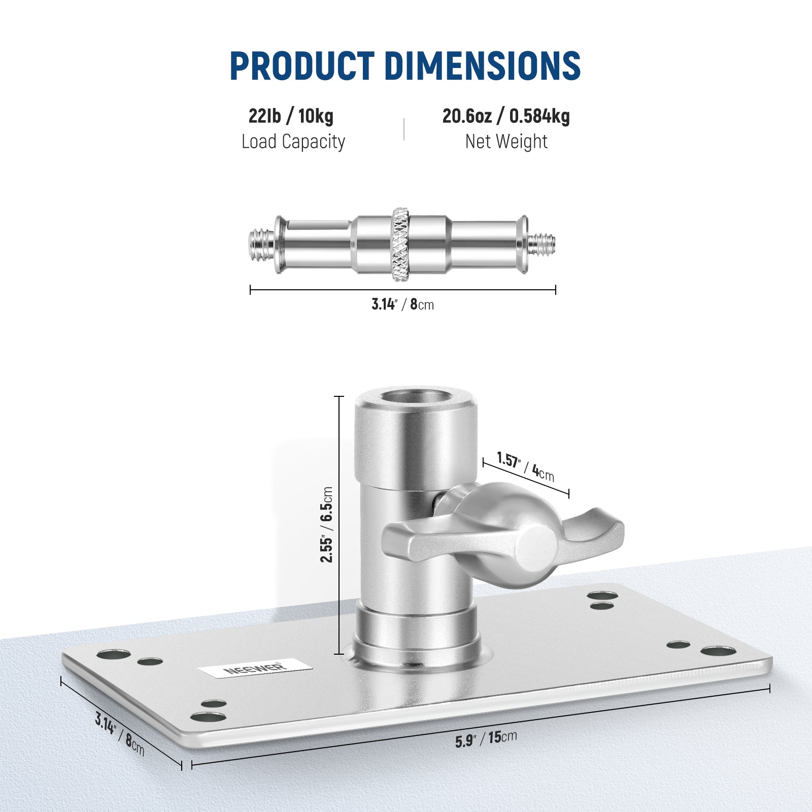 Product dimensions of the NEEWER ST-WM1 3.34 Inch Wall Ceiling Mount