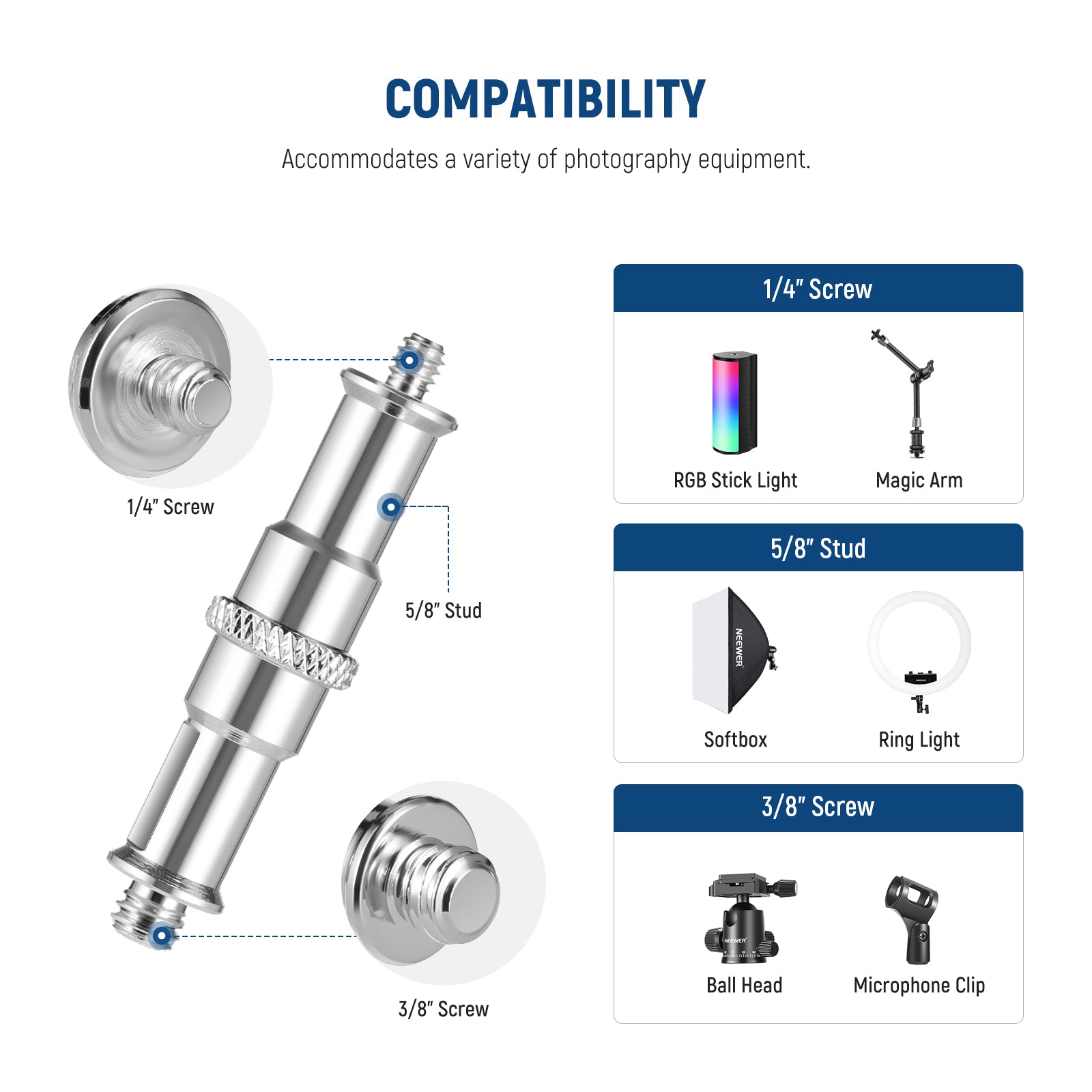 Wide Compatibility of the NEEWER ST-WM1 3.34 Inch Wall Ceiling Mount