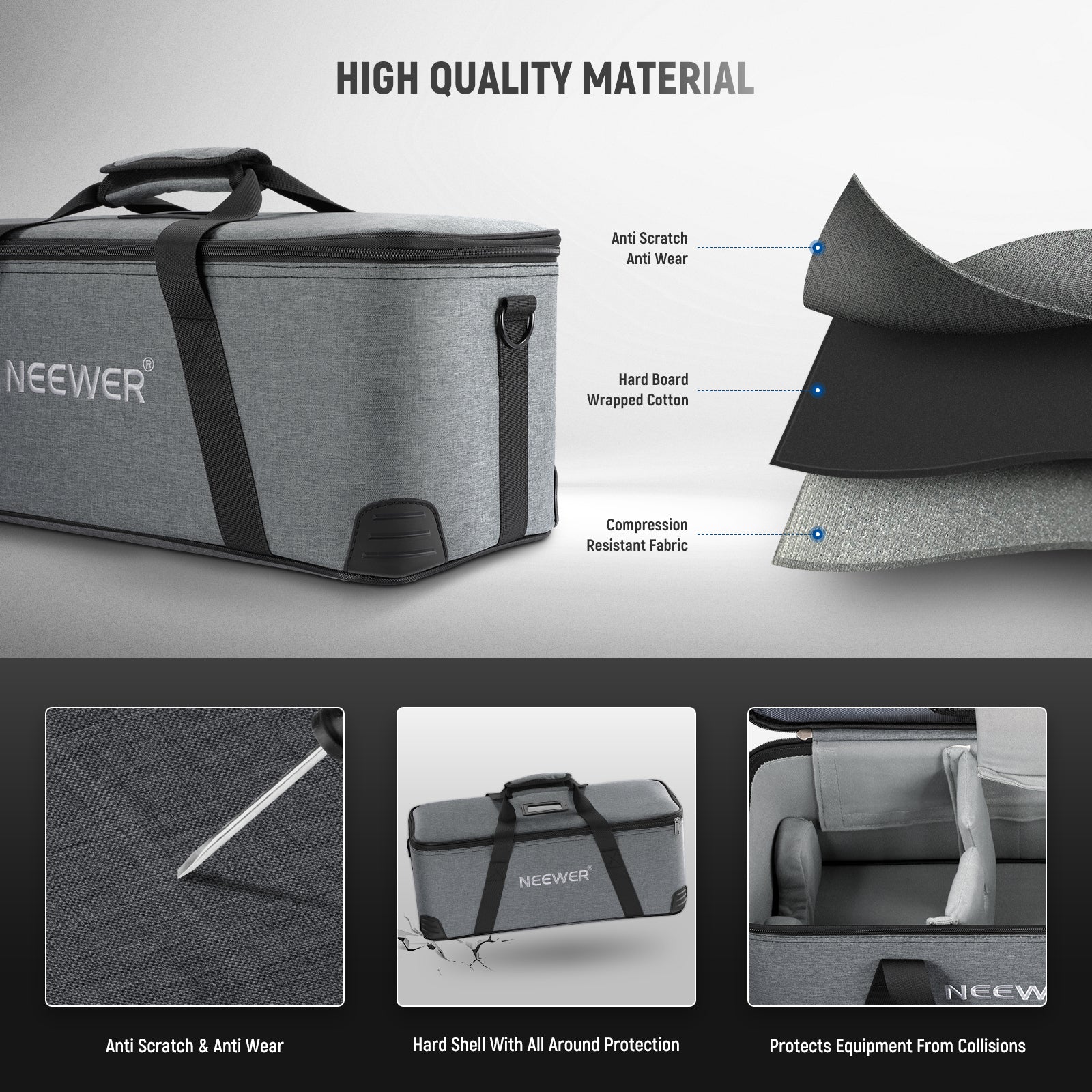 NEEWER PB6 Portable Storage Travel Bag is made of high-quality material.