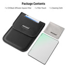 Package Contents of the NEEWER 1/8 stop black diffusion filter