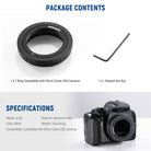 Package Contents of the NEEWER LA-02 T Ring For Canon EOS Cameras & Telescopes