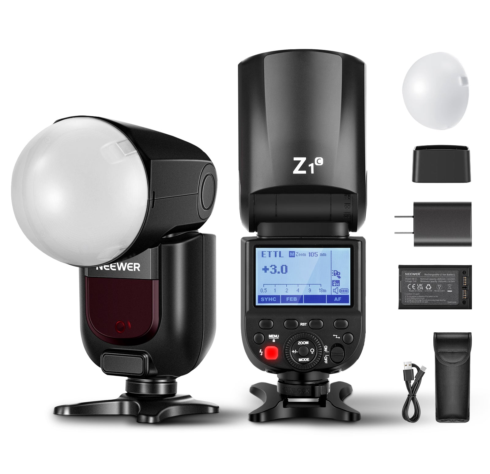 NEEWER Z1-C Speed Flash With Magnetic Dome Diffuser