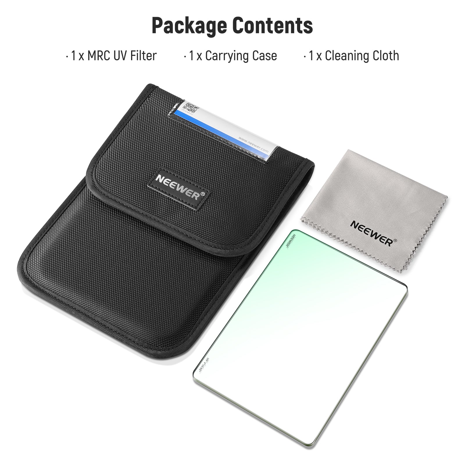 Package Contents of the NEEWER 4"x5.65" Square UV Filter