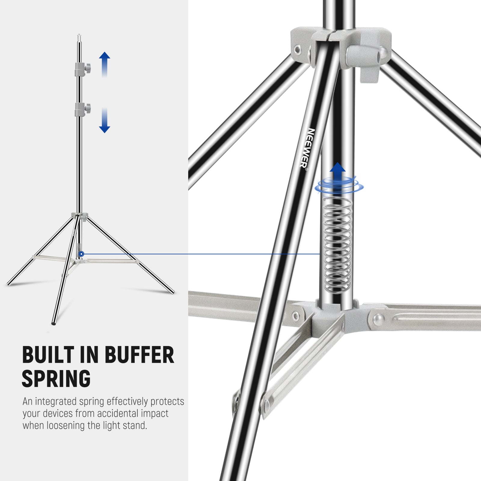 NEEWER ST-190SS Photography Lamp Stand features the built in buffer spring