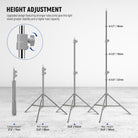 Height Adjustment Range of the NEEWER ST-190SS Upgraded Photography Lamp Stand