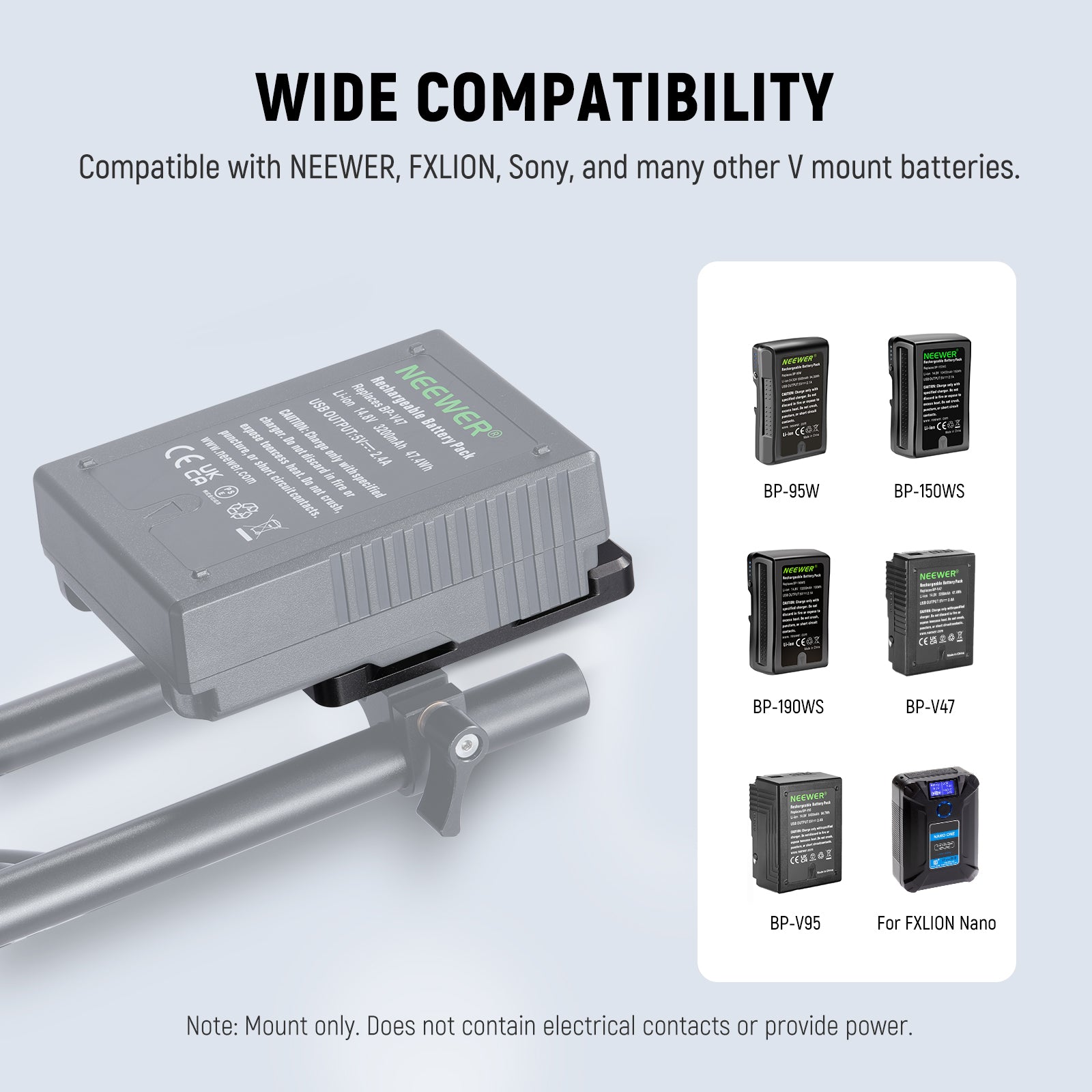 Wide Compatibility of the NEEWER PS005 Mini V Mount Battery Plate