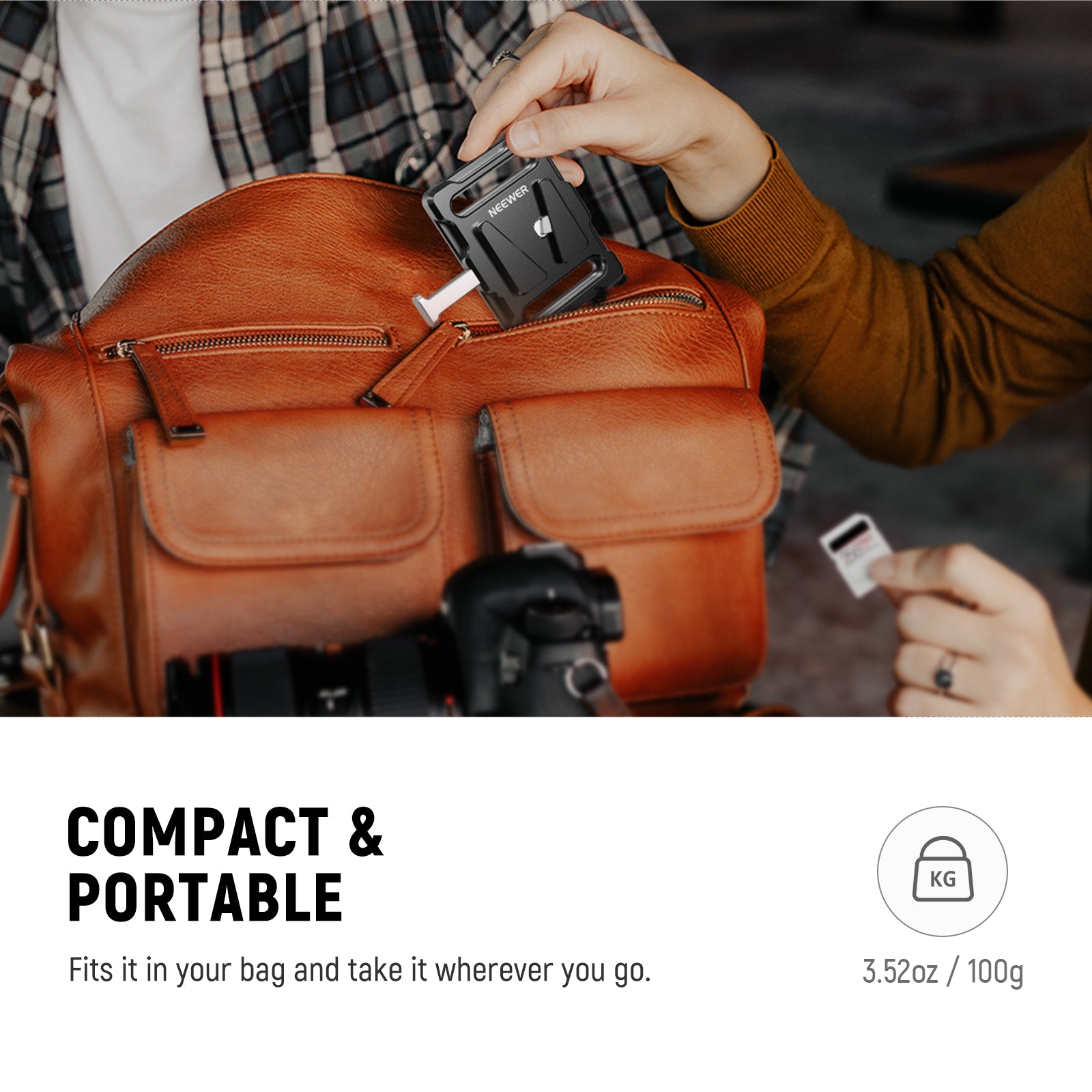 NEEWER PS005 Mini V Mount Battery Plate is compact and portable.