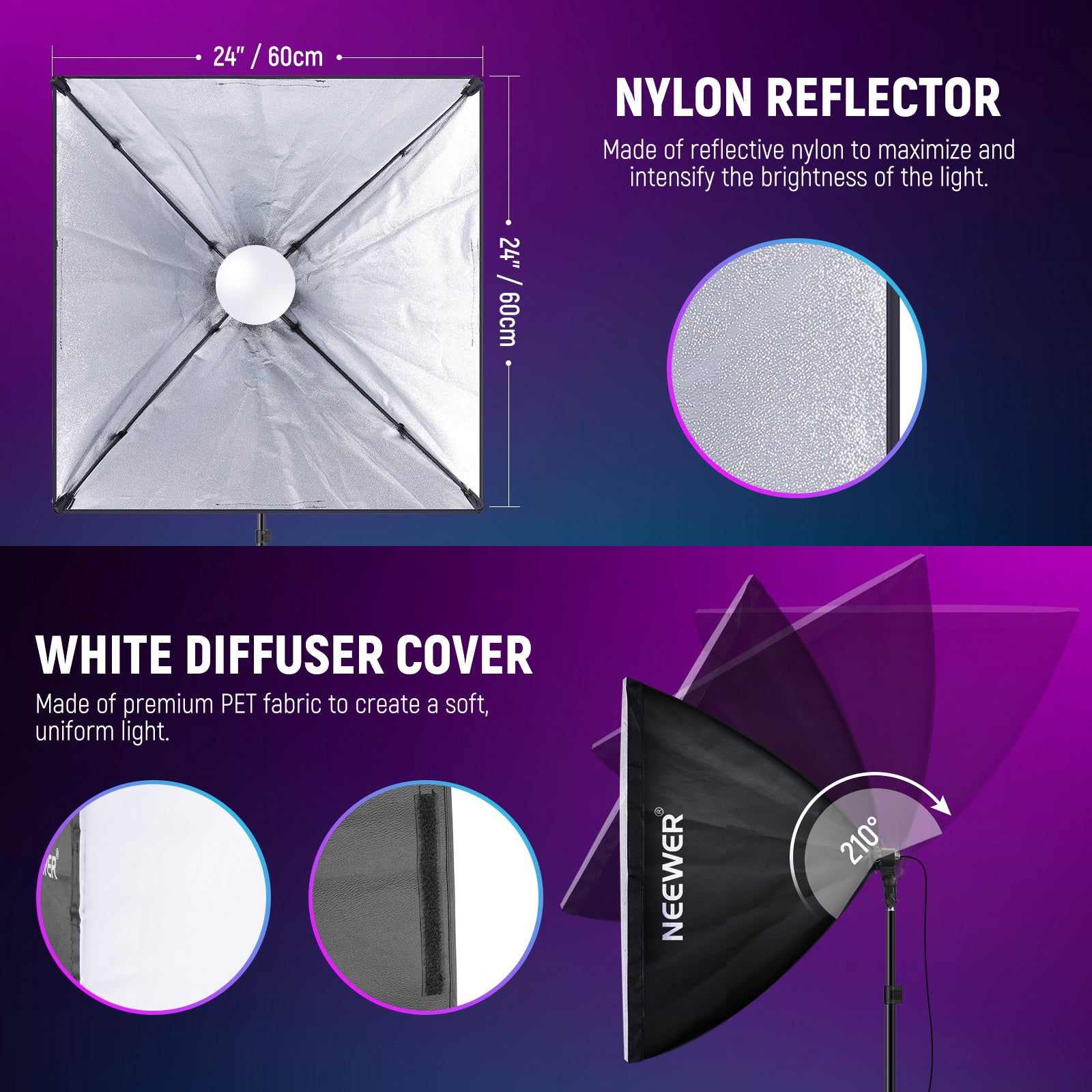 White diffuser cover is made of premium PET fabric.