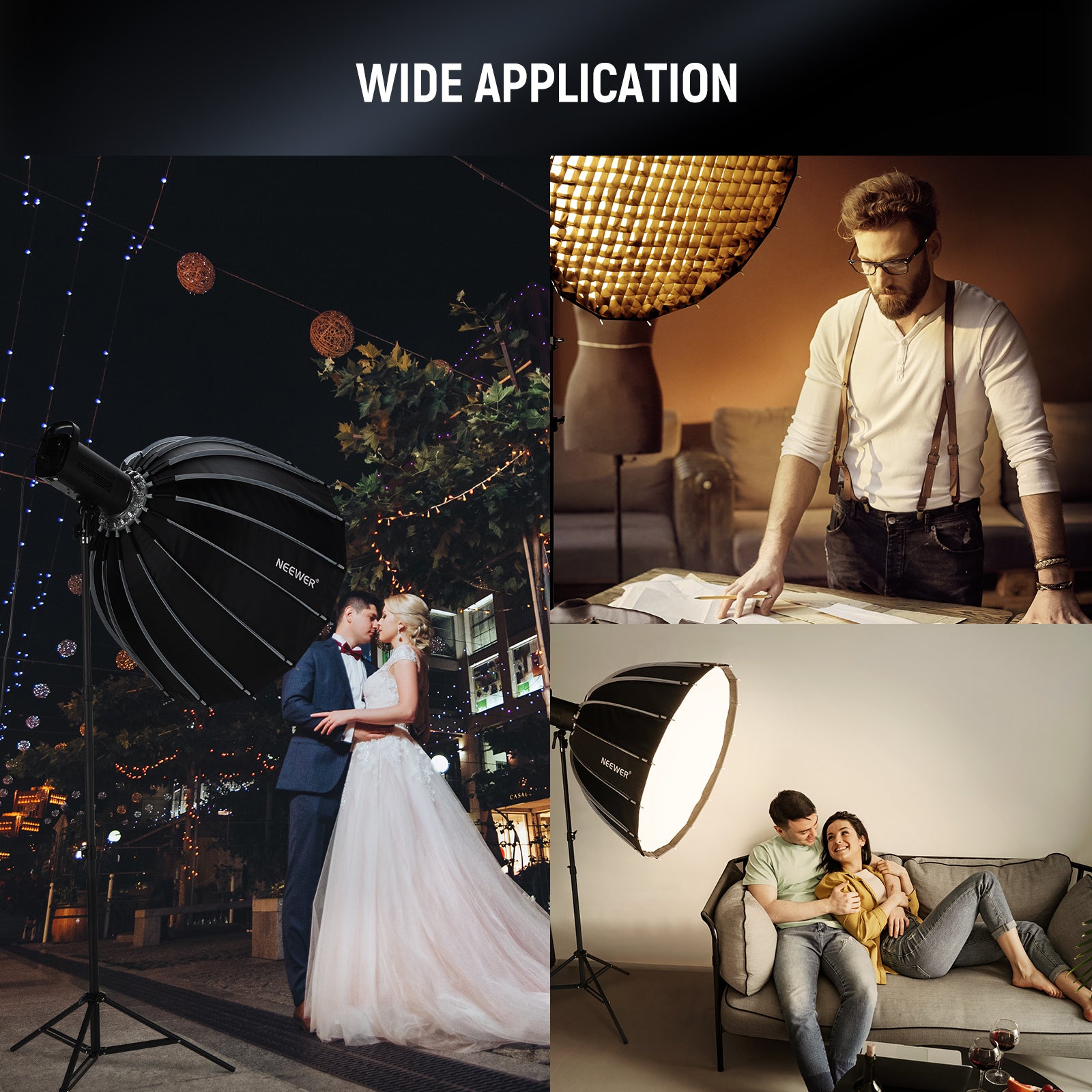 Wide Applications of the NEEWER NS90P Parabolic Softbox