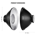 Product dimensions of the NEEWER LD55 21.6″ FlashLight Reflector