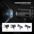 This beauty dish reflector can attach to any light with the standard Bowens mount
