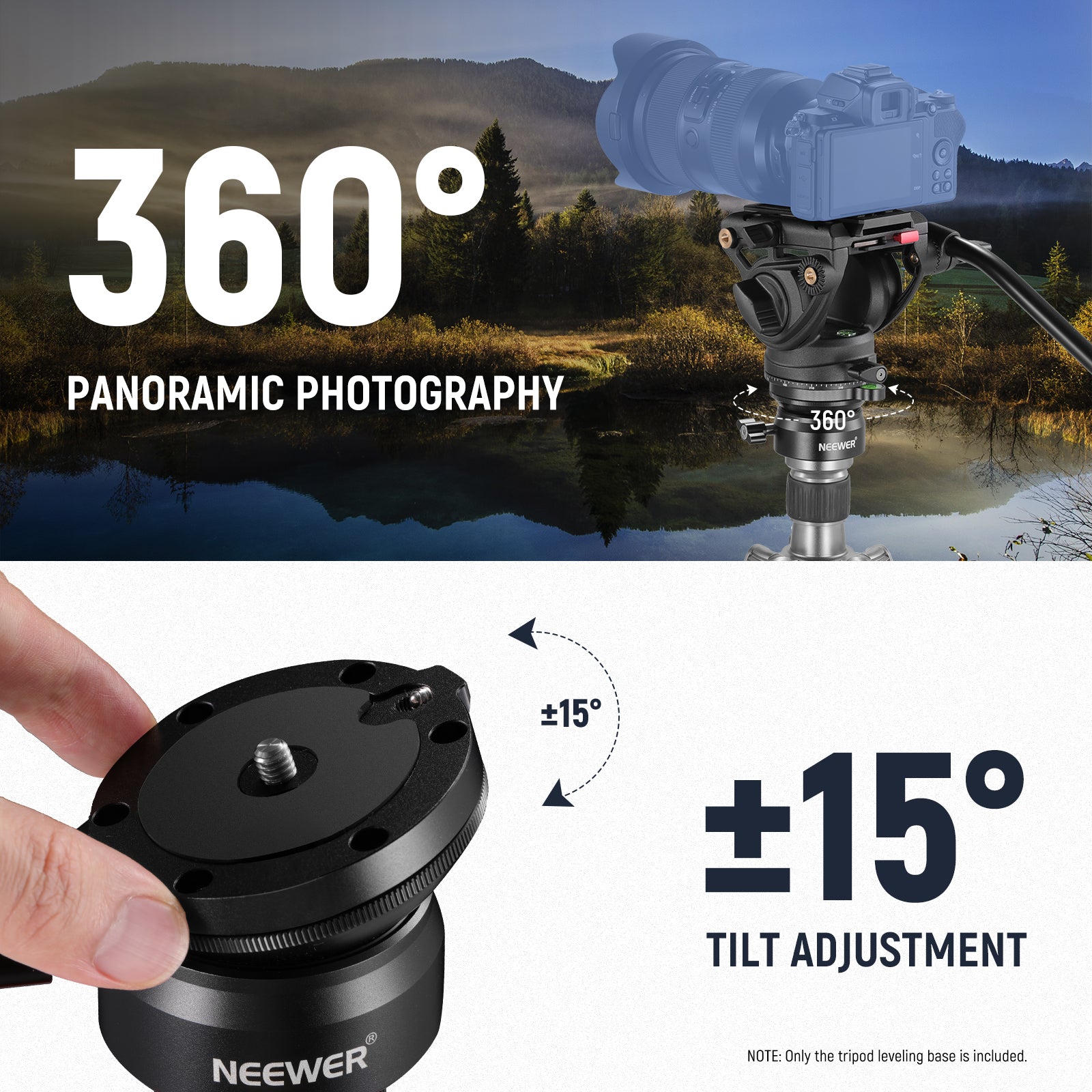 NEEWER GM11 Leveling Base provides flexible shooting angle