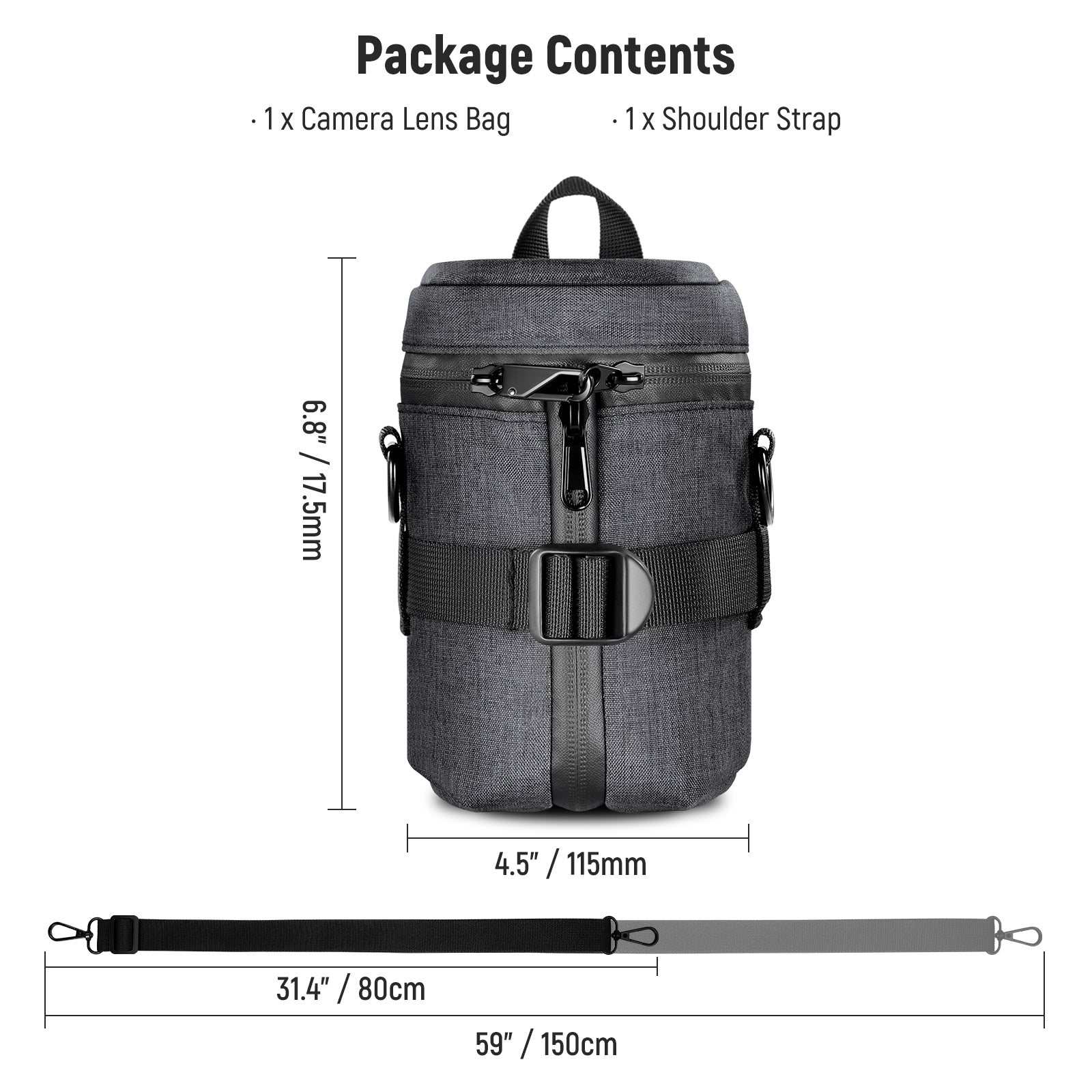 Package Contents of the NEEWER PB006 Camera Lens Pouch