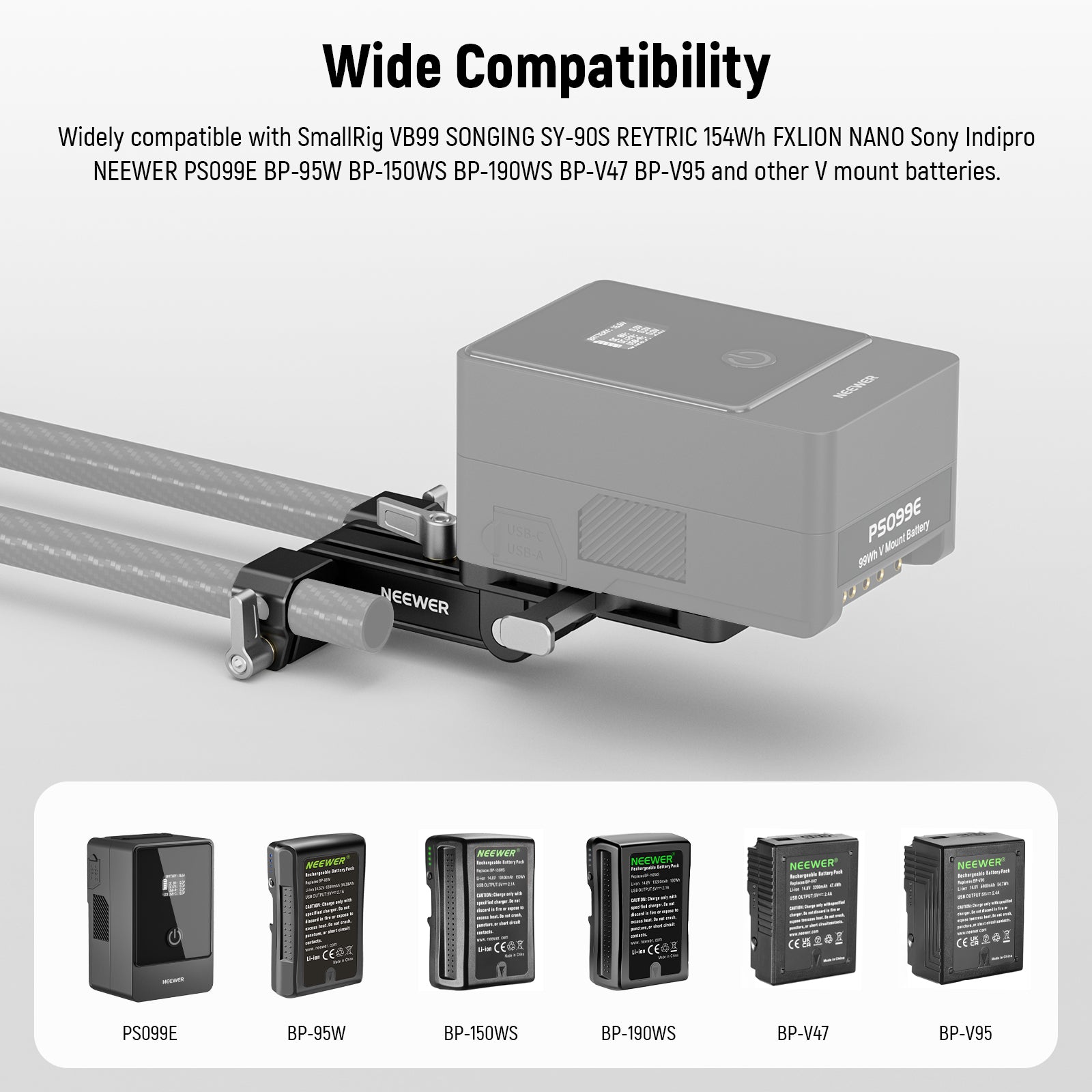 Wide Compatibility of the NEEWER PS007 foldable battery plate