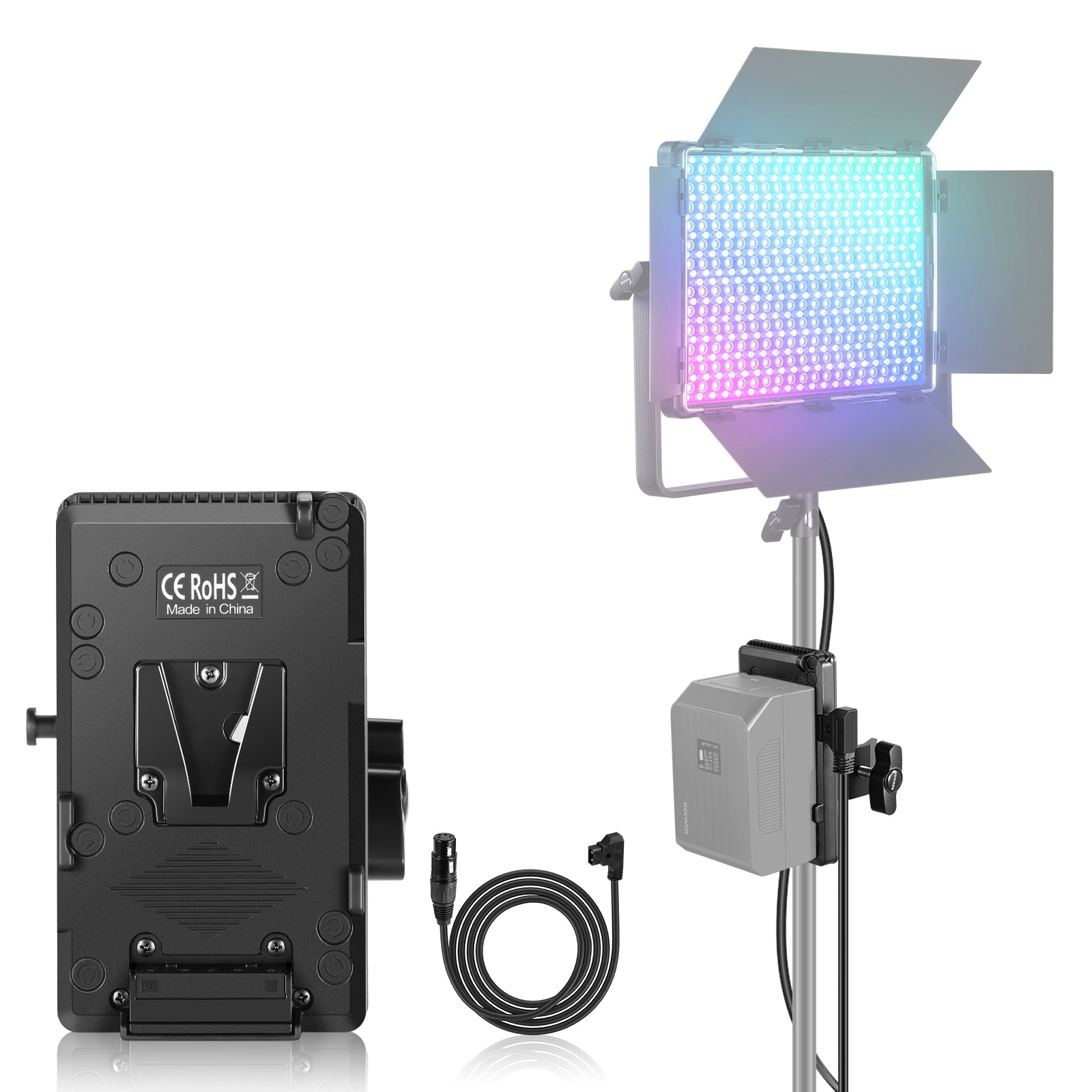 NEEWER V Mount Battery Plate & D Tap to 4 Pin XLR Cable