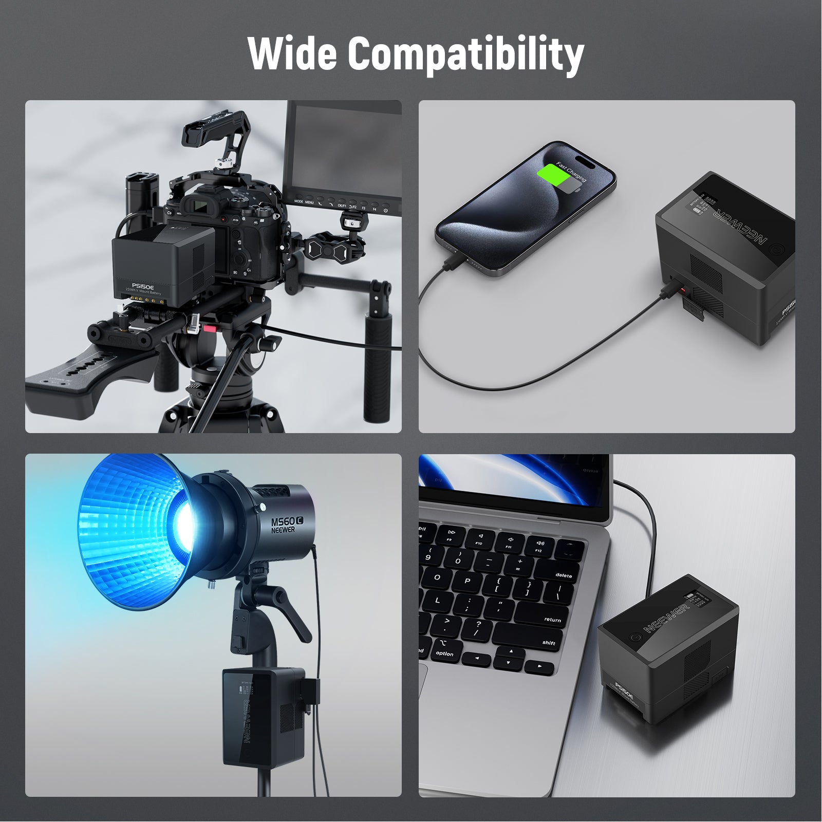 Wide Compatibility of the NEEWER PS150E Small V Mount Battery