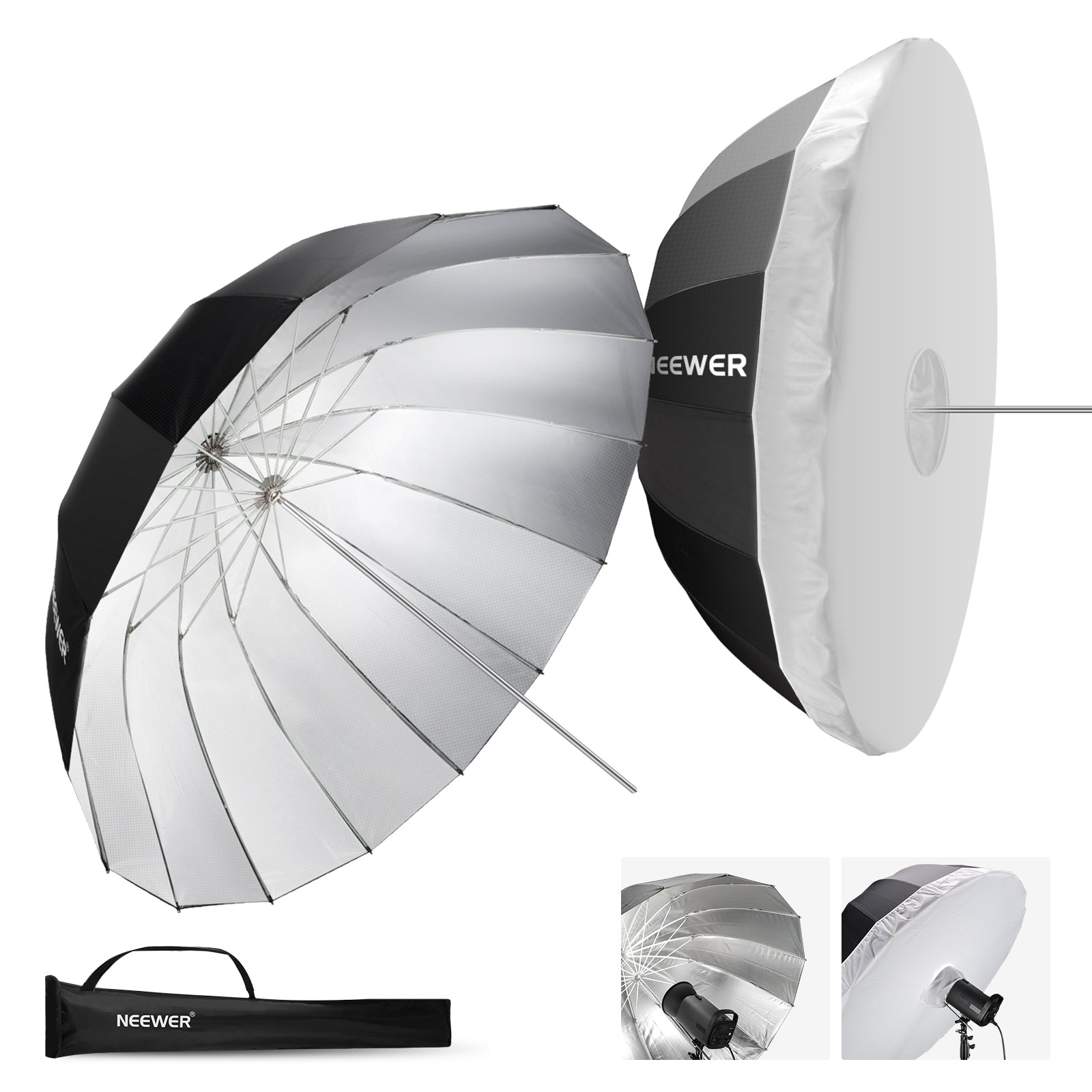 NEEWER NS1U Parabolic Black/Silver Reflective Umbrella